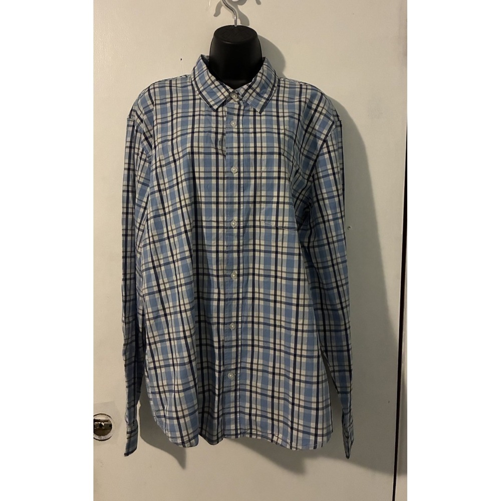 Gap Blue Glacier Gray Long Sleeve Button Up XL Shirt Pocket Cotton Blend